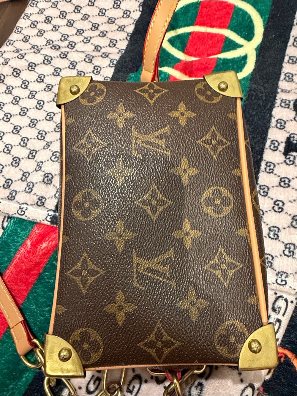 Low price Louis Vuitton Monogram Mini Trunk Crossbody in Brown and Gold - Picture 5 of 8